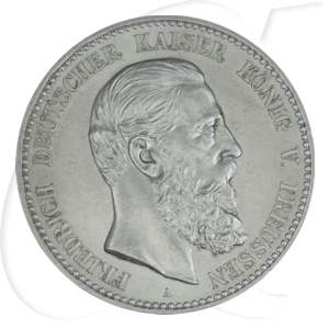 Kaiserreich - Preussen 5 Mark 1888 A vz Kaiser Friedrich III.