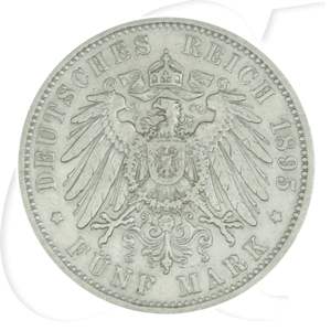 Deutschland Preussen 5 Mark 1895 ss Wilhelm II.