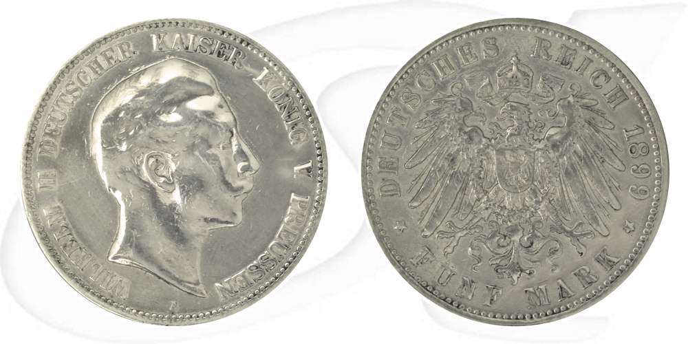 Deutschland Preussen 5 Mark 1899 s-ss Wilhelm II.