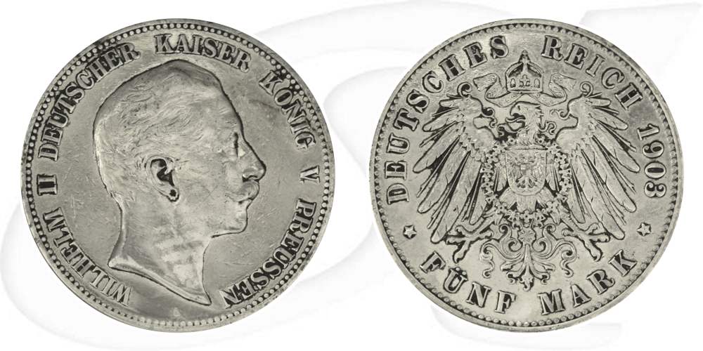Deutschland Preussen 5 Mark 1903 s-ss Wilhelm II.