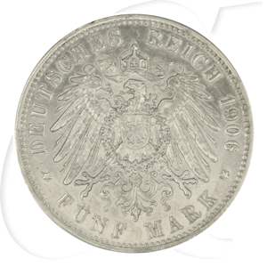 Deutschland Preussen 5 Mark 1906 s-ss Wilhelm II.
