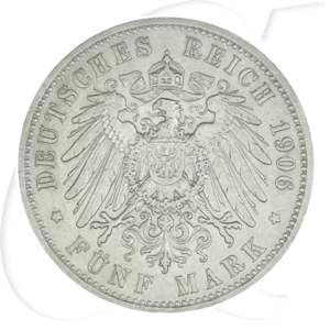 Deutschland Preussen 5 Mark 1906 ss Wilhelm II.