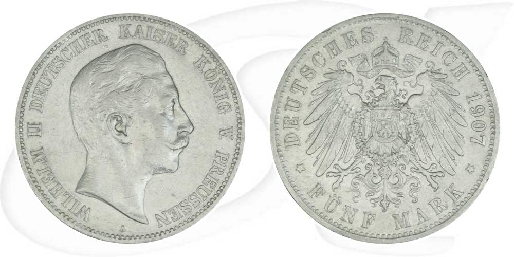 Deutschland Preussen 5 Mark 1908 ss Wilhelm II.