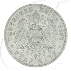 Deutschland Preussen 5 Mark 1907 ss Wilhelm II.