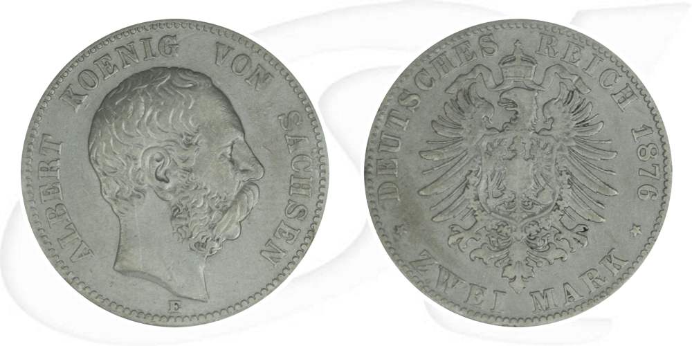 Deutschland Sachsen 2 Mark 1876 s-ss Albert