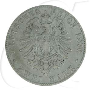 Deutschland Sachsen 2 Mark 1876 s-ss Albert