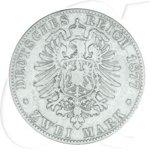Deutschland Sachsen 2 Mark 1877 s-ss Albert