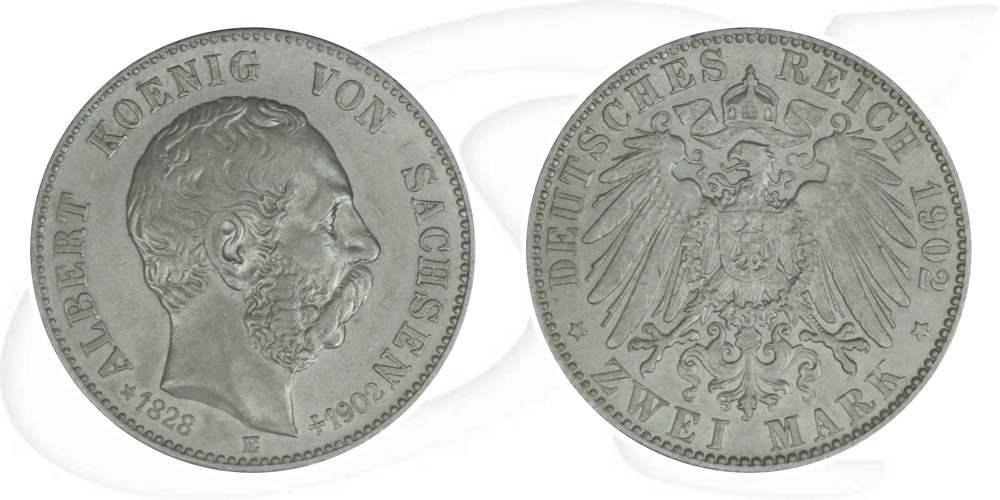 Deutschland Sachsen 2 Mark 1902 vz-st Albert Tod