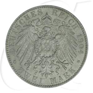 Deutschland Sachsen 2 Mark 1904 fast vz Georg