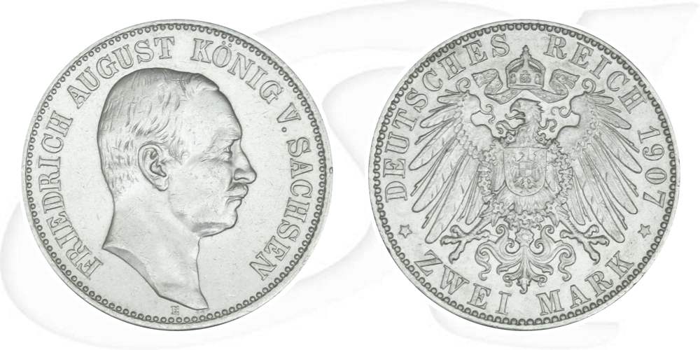 Deutschland Sachsen 2 Mark 1907 vz Friedrich August III.