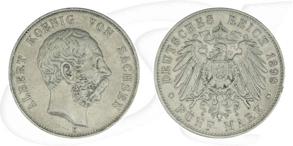 Deutschland Sachsen 5 Mark 1898 ss Albert