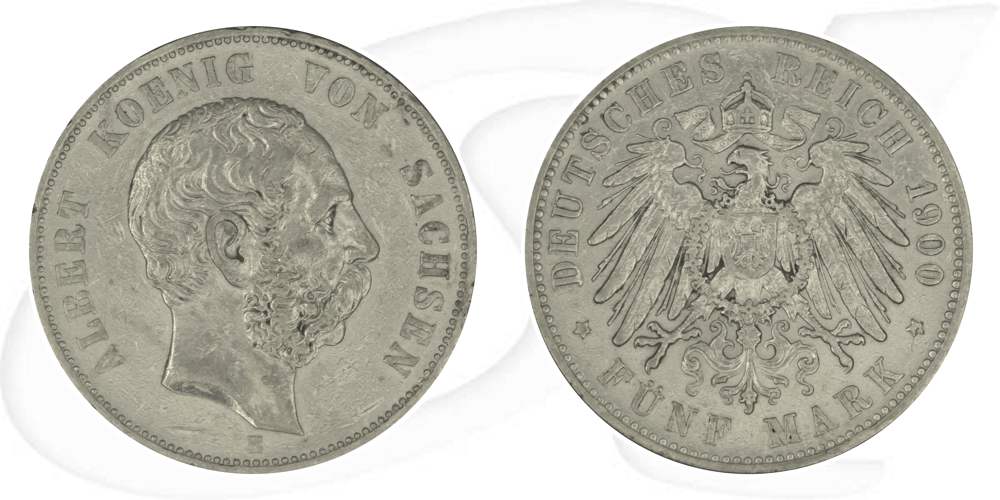 Deutschland Sachsen 5 Mark 1900 fast ss Albert