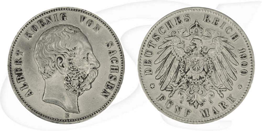 Deutschland Sachsen 5 Mark 1900 s-ss Albert