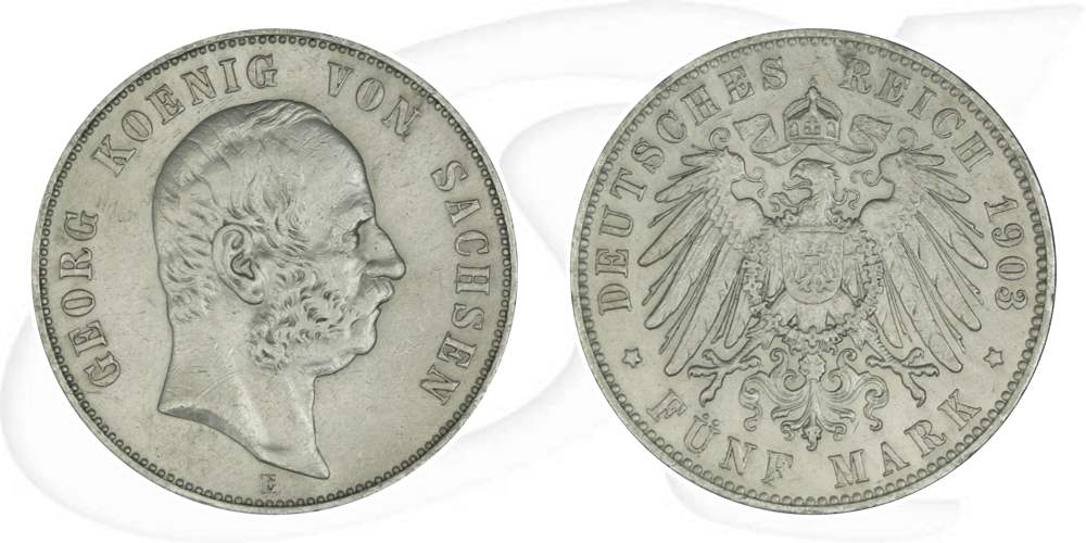 Deutschland Sachsen 5 Mark 1903 ss Georg
