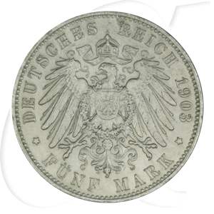 Deutschland Sachsen 5 Mark 1903 ss Georg