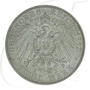 Deutschland Sachsen-Meiningen 2 Mark 1913 vz Herzog Georg II.