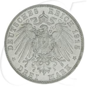 Deutschland Sachsen-Meiningen 3 Mark 1915 vz+ Herzog Georg II. Tod