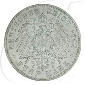 Deutschland Sachsen-Weimar-Eisenach 5 Mark 1908 st Uni Jena
