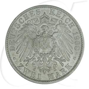 Deutschland Sachsen-Weimar-Eisenach 2 Mark 1908 vz Uni Jena