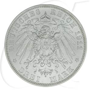 Deutschland Schaumburg-Lippe 3 Mark 1911 fast st Georg auf den Tod