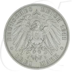 Deutschland Schaumburg-Lippe 3 Mark 1911 vz ber Georg auf den Tod