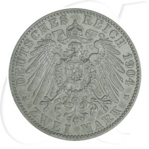 Deutschland Württemberg 2 Mark 1904 ss Wilhelm II.
