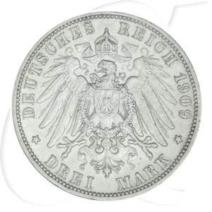 Deutschland Württemberg 3 Mark 1909 ss Wilhelm II.