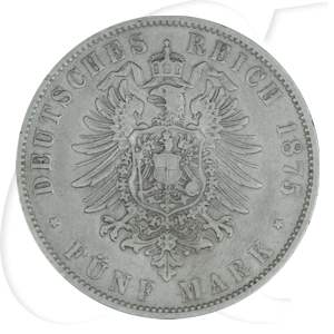 Deutschland Württemberg 5 Mark 1875 ss Karl