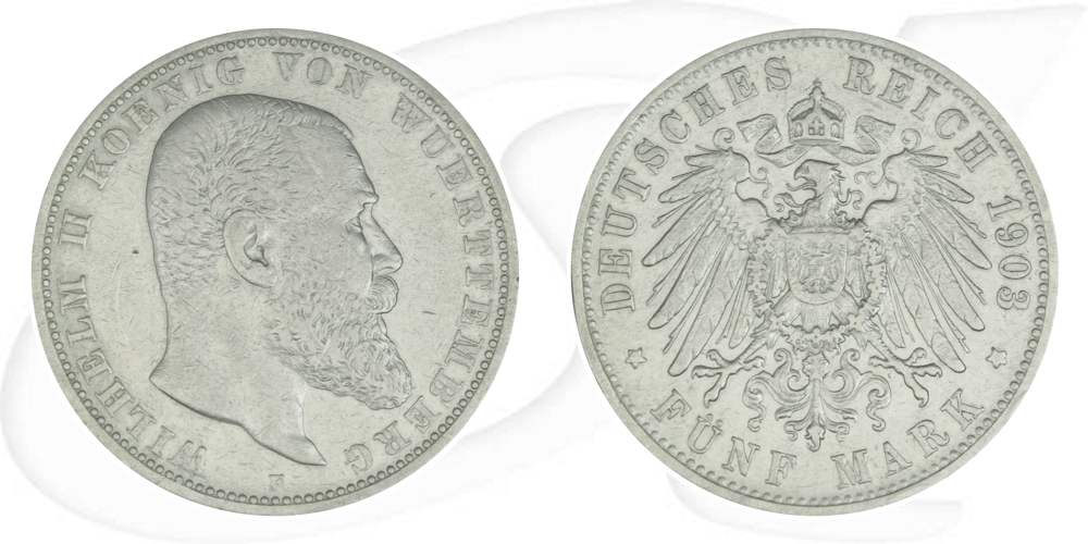 Deutschland Württemberg 5 Mark 1903 ss Wilhelm II.
