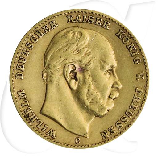 Deutschland Preussen 10 Mark Gold 1875 C ss Wilhelm I. Münzen-Bildseite