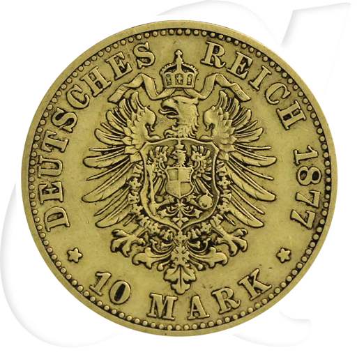 Deutschland Preussen 10 Mark Gold 1877 B ss Wilhelm I.