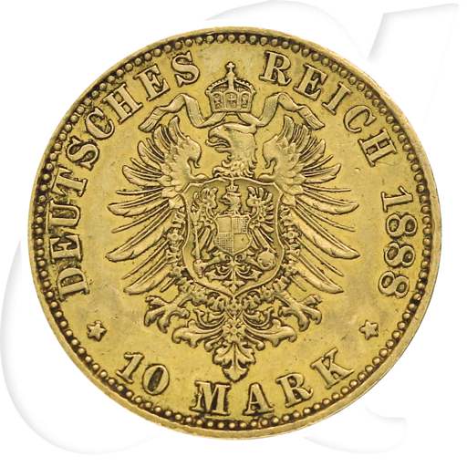 Deutschland Preussen 10 Mark Gold 1888 ss Friedrich III.