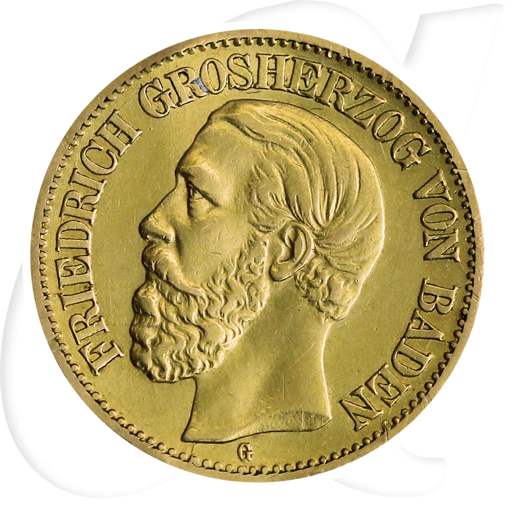 Deutschland Baden 10 Mark Gold 1897 ss wellig Friedrich I. Münzen-Bildseite