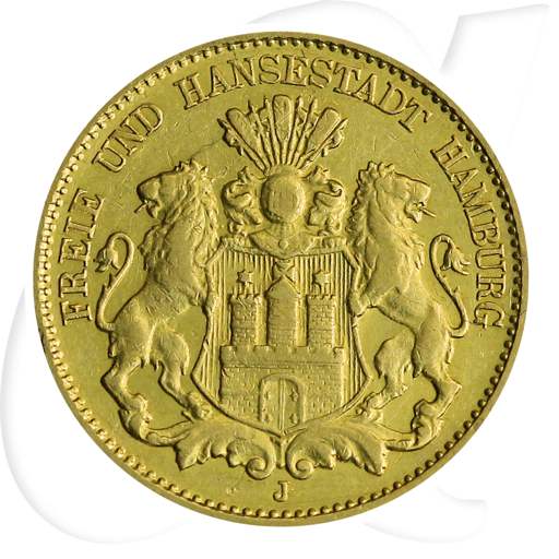 Deutschland Hamburg 10 Mark Gold 1901 ss-vz Wappen Münzen-Bildseite