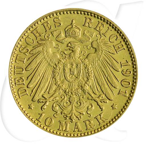 Deutschland Hamburg 10 Mark Gold 1901 ss-vz Wappen Münzen-Wertseite