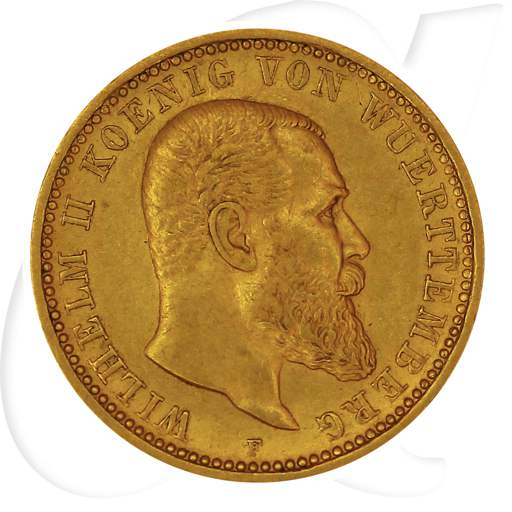 Deutschland Württemberg 10 Mark Gold 1905 F ss-vz Wilhelm II. Münzen-Bildseite
