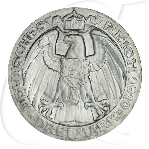 Deutschland 1910 Berlin Uni 3 Mark Münzen-Wertseite
