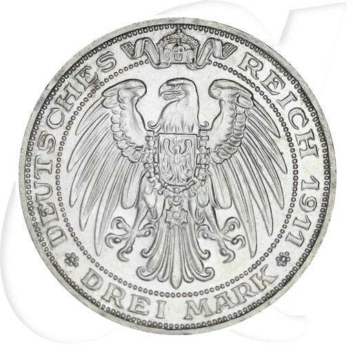Deutschland 1911 Breslau Uni 3 Mark Münzen-Wertseite