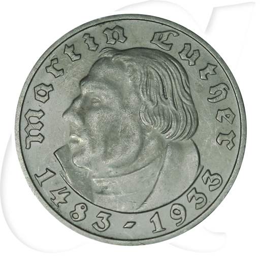 Drittes Reich 2 RM 1933 J vz-st 450. Geburtstag Martin Luther