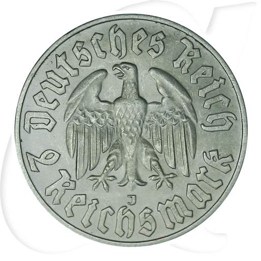 Deutschland Drittes Reich 2 RM 1933 J vz-st 450. Geburtstag Martin Luther Münzen-Wertseite