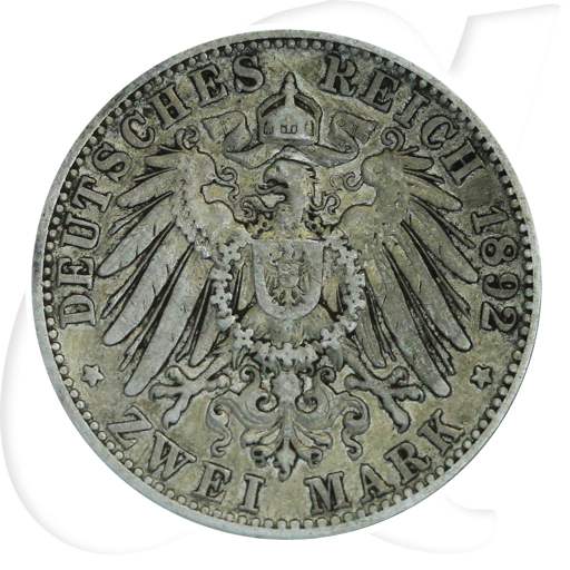 Deutschland Baden 2 Mark 1892 ss Friedrich I.