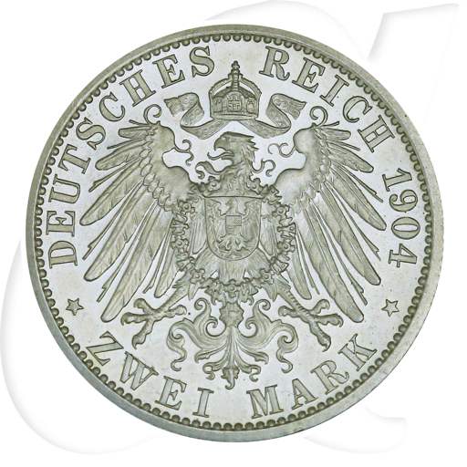 Deutschland Mecklenburg-Schwerin 2 Mark 1904 vz-st Hochzeit Münzen-Wertseite