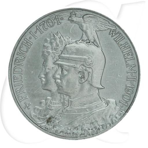 Deutschland Preussen 2 Mark 1905 ss Wilhelm II. 200 Jahre Königreich Münzen-Bildseite