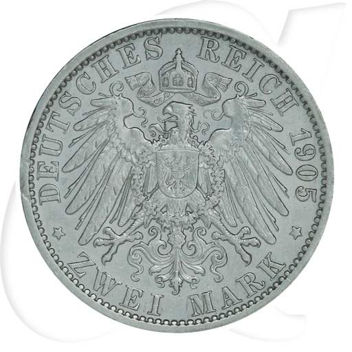 Deutschland Preussen 2 Mark 1905 ss Wilhelm II. Münzen-Wertseite