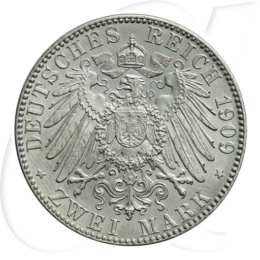 Deutschland Sachsen 2 Mark 1909 st Uni Leipzig Münzen-Wertseite
