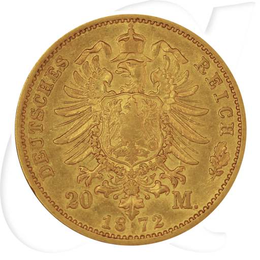Deutschland Preussen 20 Mark Gold 1872 C ss Wilhelm I. Münzen-Wertseite