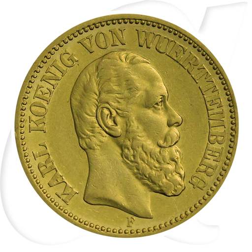 Deutschland Württemberg 20 Mark Gold 1872 F ss Karl
