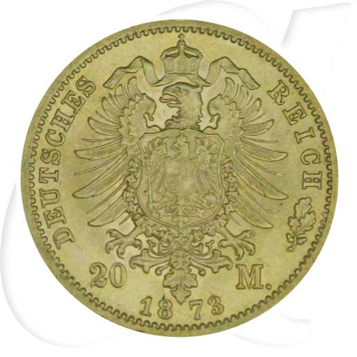 Deutschland 20 Mark Gold 1873 C vz Preussen Wilhelm I. Münzen-Wertseite