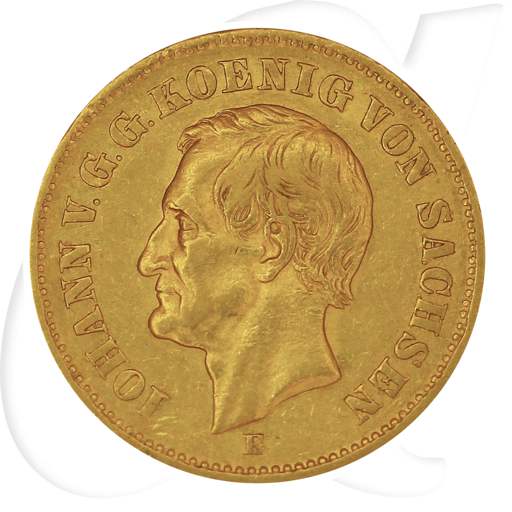 Deutschland Sachsen 20 Mark Gold 1873 E ss Johann Münzen-Bildseite