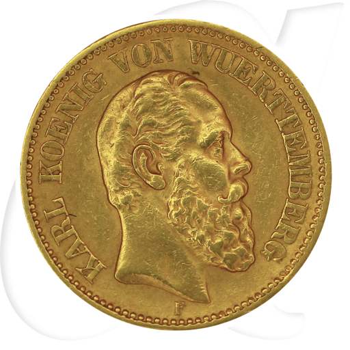 Deutschland Württemberg 20 Mark Gold 1874 F ss Karl